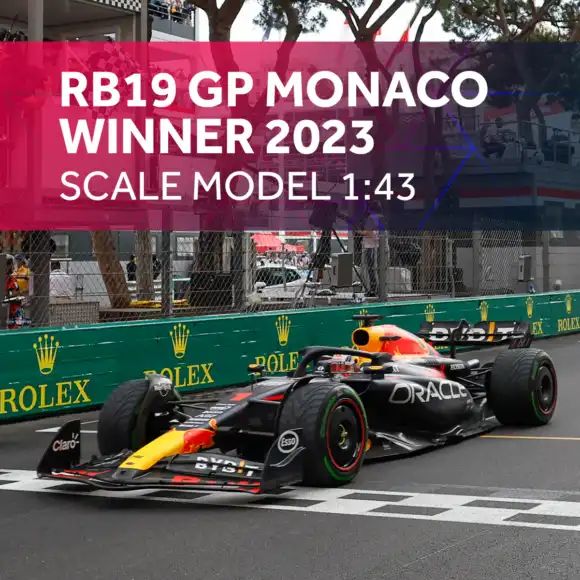 1:43 RB19 GP Monaco 2023 – Winnaar Max Verstappen – Schaalmodel – Red Bull Racing | Verstappen.com