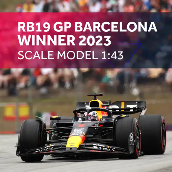 1:43 RB19 GP Barcelona 2023 – Winnaar Max Verstappen – Schaalmodel – Red Bull Racing | Verstappen.com