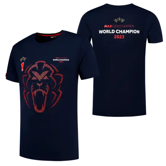 Wereldkampioen 2023 T-Shirt – Max Verstappen – Donkerblauw – XXL | Verstappen.com