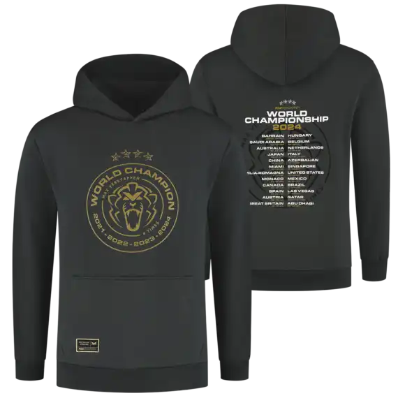 Wereldkampioen 2024 Hoodie – Charcoal – Max Verstappen – Grijs – M | Verstappen.com