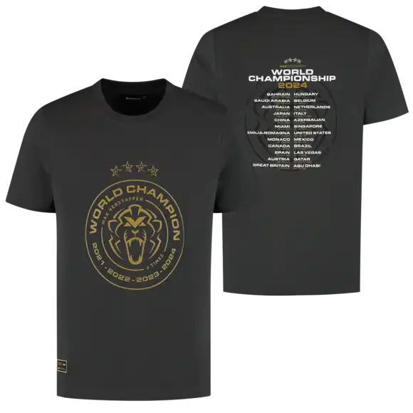 Wereldkampioen 2024 T-shirt – Charcoal – Max Verstappen – Grijs – XXXXL | Verstappen.com